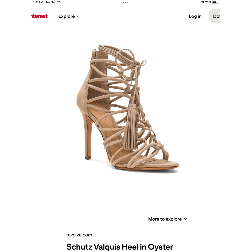 NEW WITHOUT TAGS SCHUTZ VALQUIS LACED CAGED STILETTOS IN OYSTER NUBUCK LEATHER